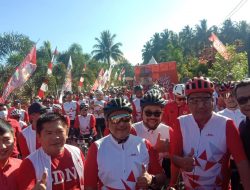 Joune Ganda Bersama Gubernur dan Wagub Sulut Terdepan Memasuki Finish Banteng Ride Trapp De’Minut
