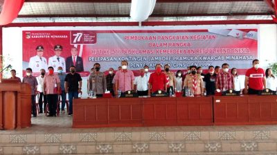 Pemkab Minahasa Gelar Pembukaan HUT ke-77 Kemerdekaan RI dan Pelepasan Kontingen Jambore Pramuka Kwarcab