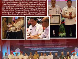 Penjabat Bupati Jemmy Kumendong Terima  Penghargaan Pembangunan Daerah dari Pemprov Sulut