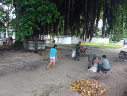 Masyarakat Karatung dan TNI/Polri Gelar Kerja Bakti