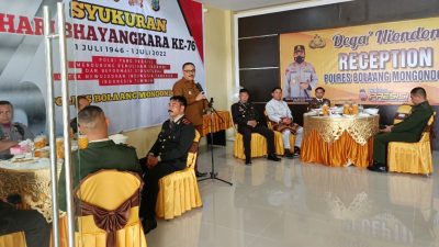 Hadiri Syukuran HUT Bhayangkara ke-76 di Polres Bolmong, Limi: Sinergitas Polri dan Pemda Penting Dalam Penyelenggaraan Pemerintahan