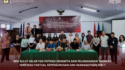 Gelar FGD, KPU Sulut Bahas Potensi Sengketa dan Pelanggaran Tahapan Verfak