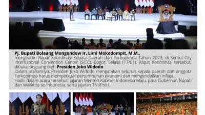 Pj Bupati Bolmong Hadiri Rakornas Kepala Daerah dan Forkopimda yang Dibuka Langsung Presiden Joko Widodo