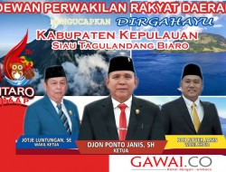 Pimpinan dan Anggota DPRD Mengucapkan Dirgahayu Kabupaten Kepulauan Sitaro ke 16 Tahun