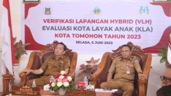 Walikota Tomohon Caroll Senduk Mengikuti Kegiatan VLH dan Evaluasi KLA 2023 Kementerian P3A RI Secara Virtual