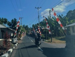 Antusias, Seluruh Warga di Sitaro Pasang Bendera Merah Putih Sambut HUT RI ke 78