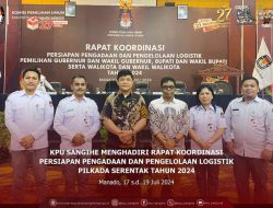 KPU Sangihe Hadiri Rakor Persiapan Pengadaan dan Pengelolaan Logistik Pilkada Serentak Tahun 2024 di Manado