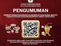 KPU Boltim Umumkan Pendaftaran Paslon Bupati dan Wakil Bupati Boltim di Pilkada 2024, Ini Persyaratannya