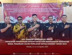 KPU Sangihe Hadiri Rakor Teknis Pemantapan Persiapan Penerimaan Pendaftaran Bakal Pasangan Calon