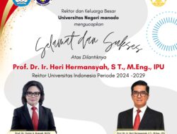 Unima Sampaikan Ucapan Selamat Kepada Rektor Terpilih UI Profesor Heri Hermansyah