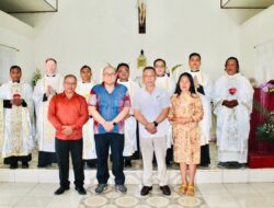 Wakili Bupati, Sekda Sangihe Harry Wolf Hadiri Acara Misa Perdana Pastor Frantosius di Tahuna