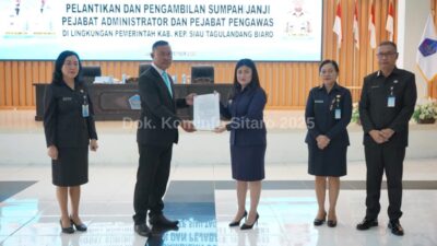 Bupati Sitaro Tekankan Integritas dan Kepemimpinan ASN dalam Pelantikan Pejabat Struktural